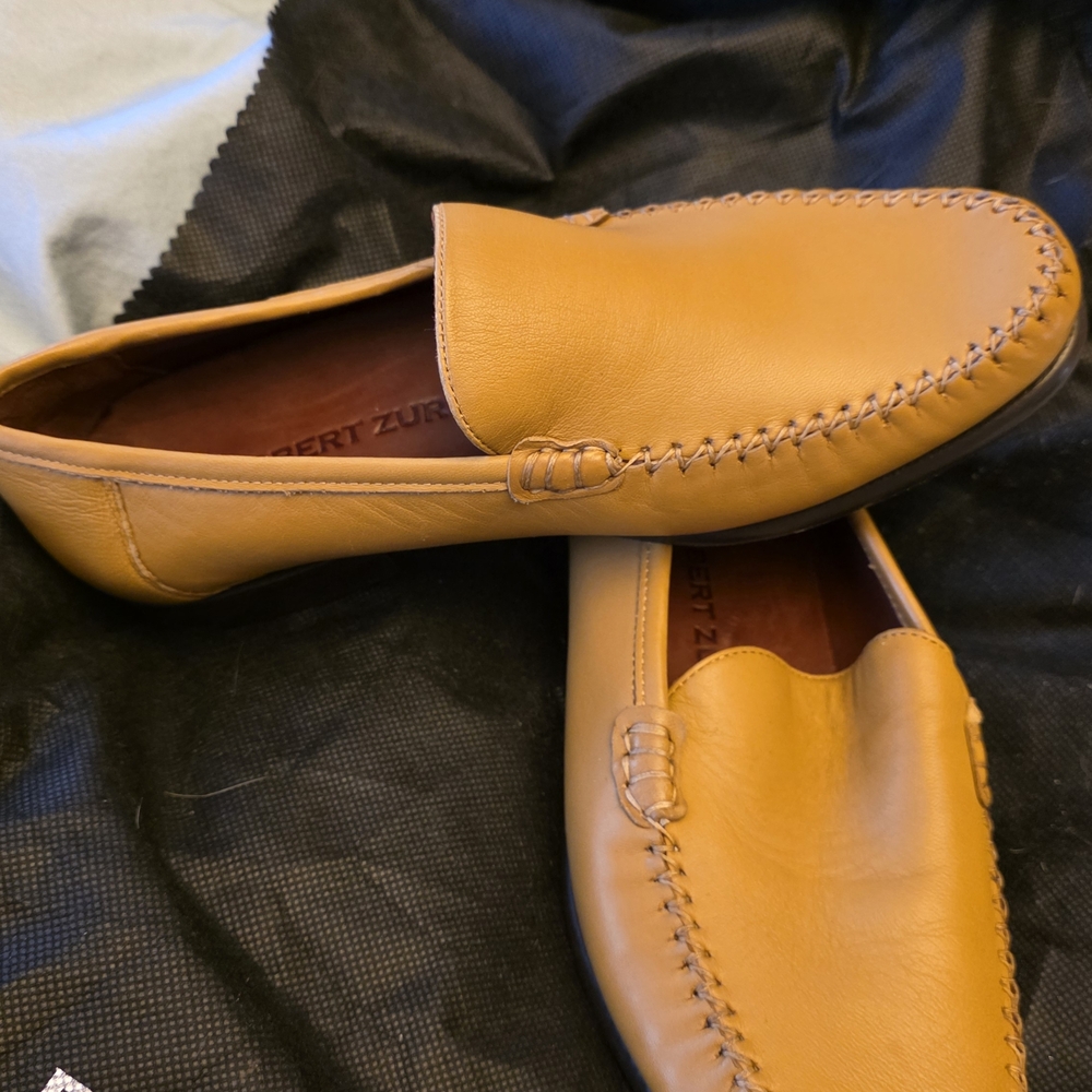 Robert Zur Light Brown Leather Men's Slip-Ons - Picture 3 of 3